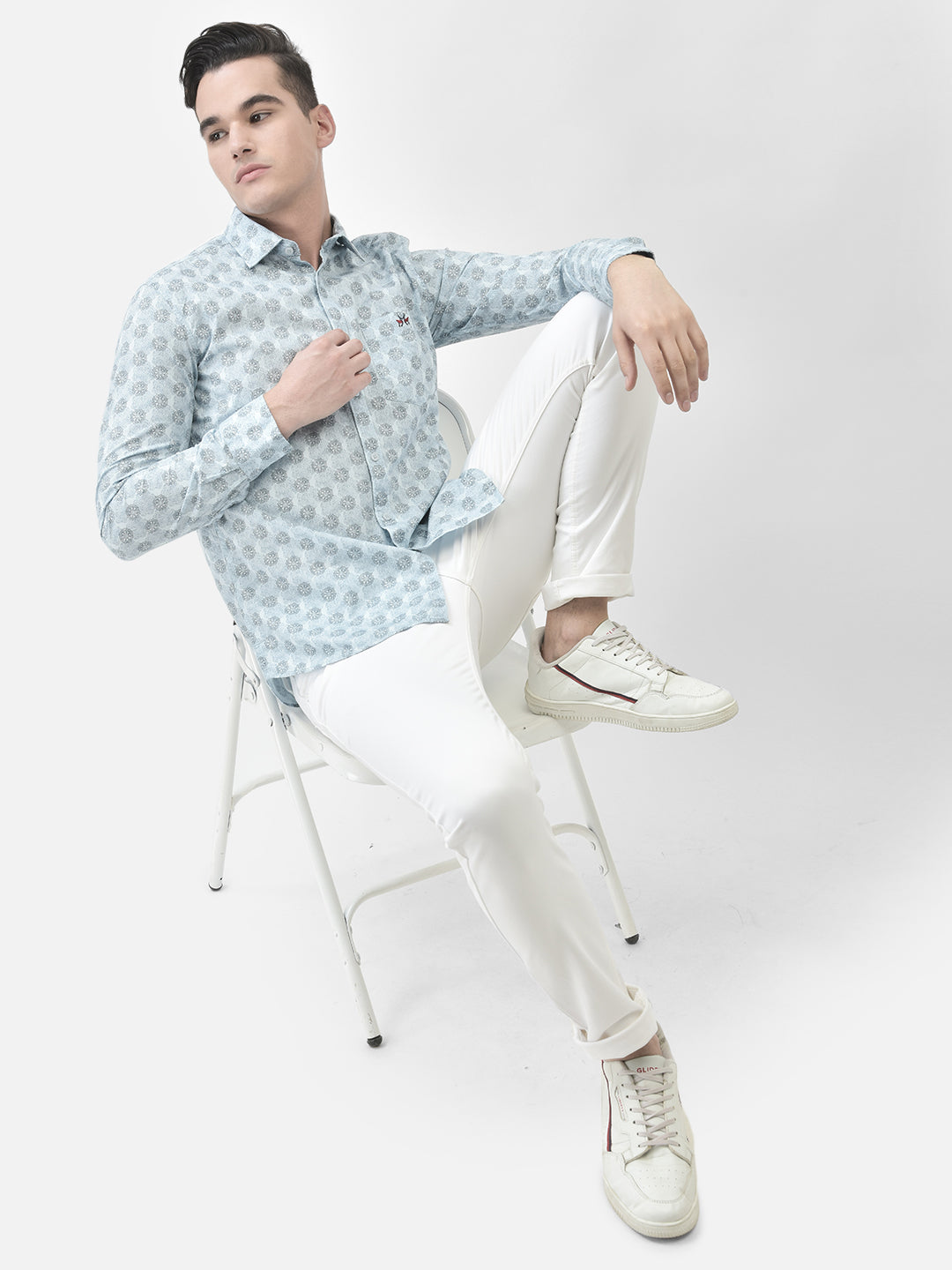 Blue Printed Shirt-Men Shirts-Crimsoune Club