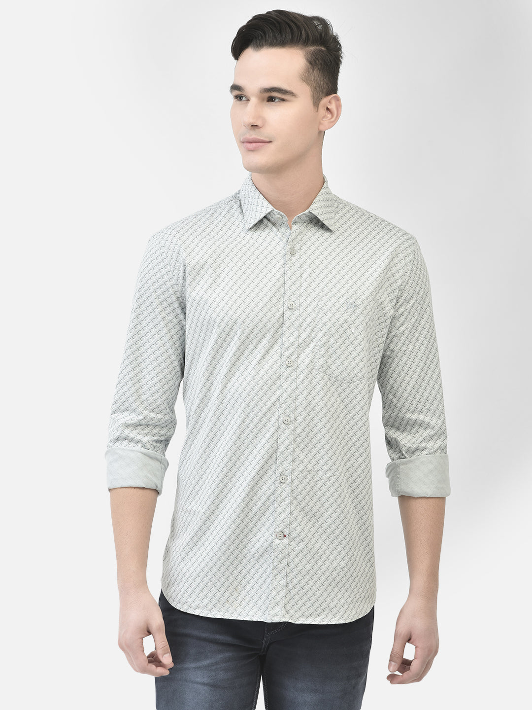 Grey Printed Shirt-Men Shirts-Crimsoune Club