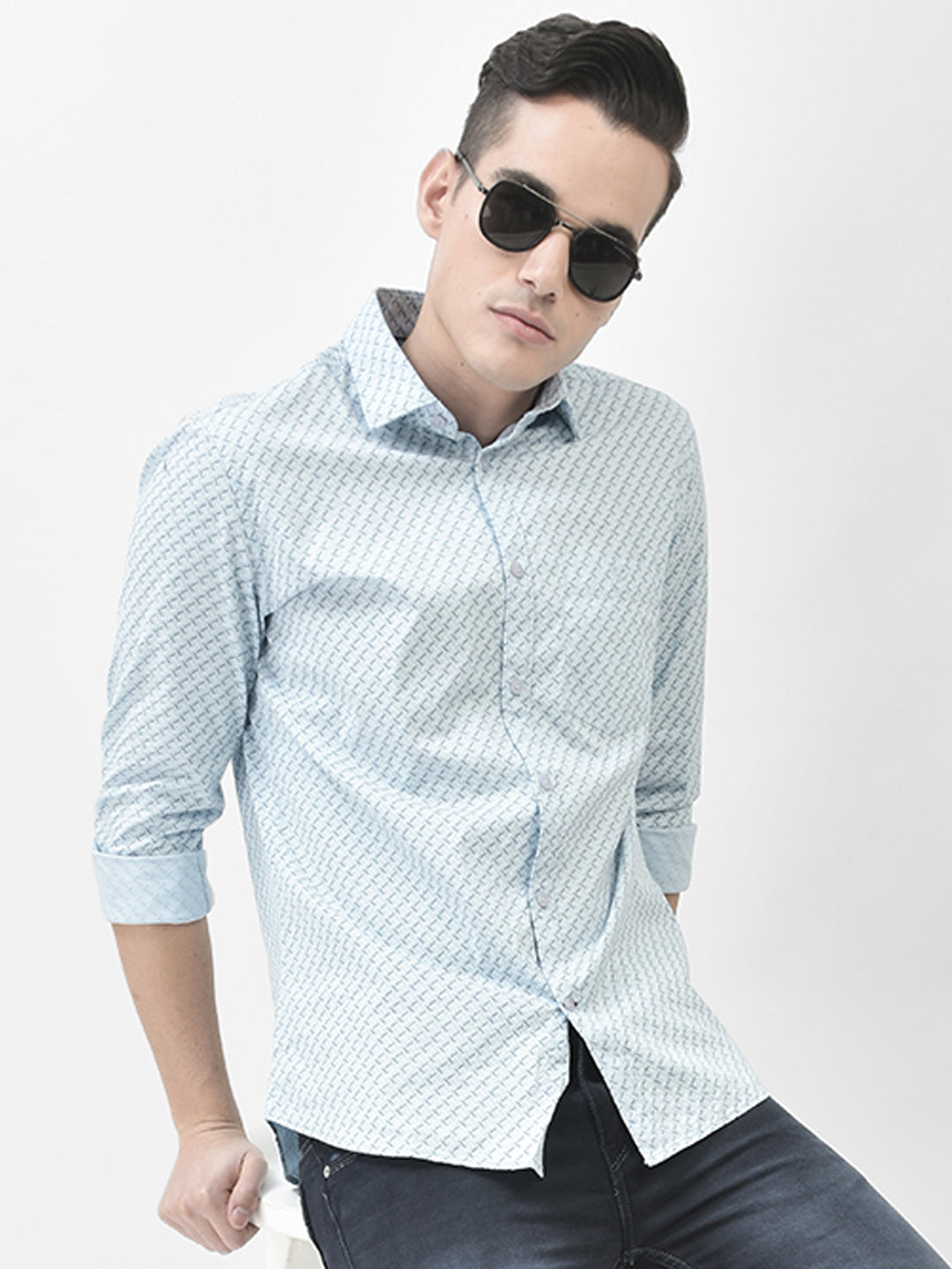 Blue Printed Shirt-Men Shirts-Crimsoune Club