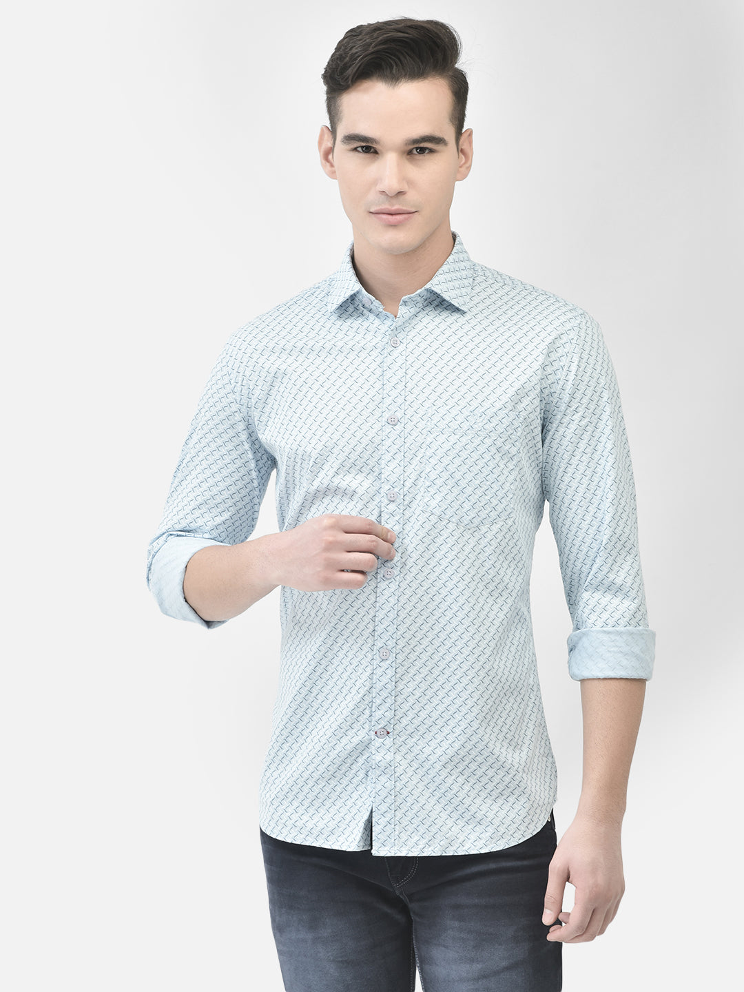 Blue Printed Shirt-Men Shirts-Crimsoune Club