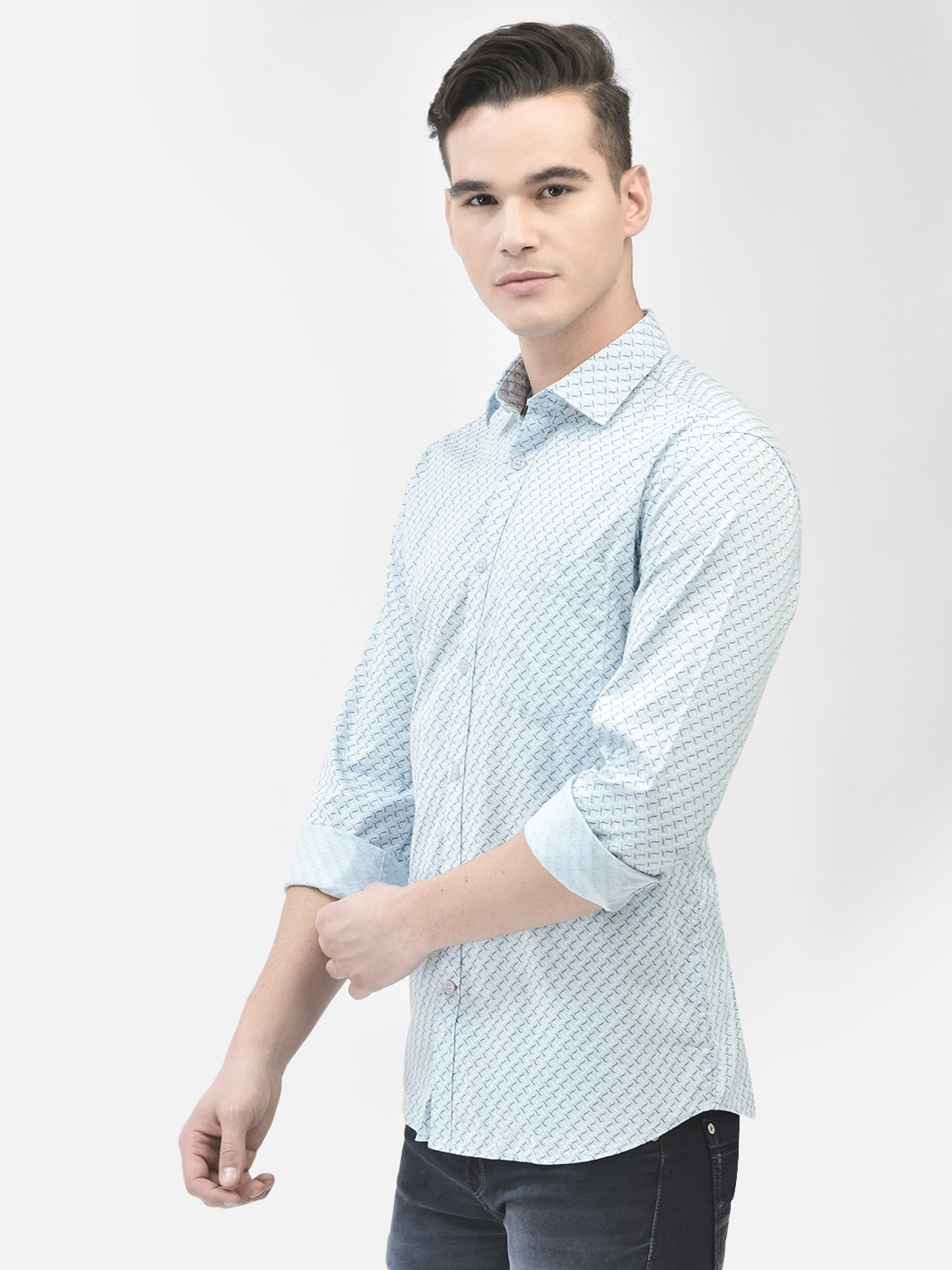 Blue Printed Shirt-Men Shirts-Crimsoune Club