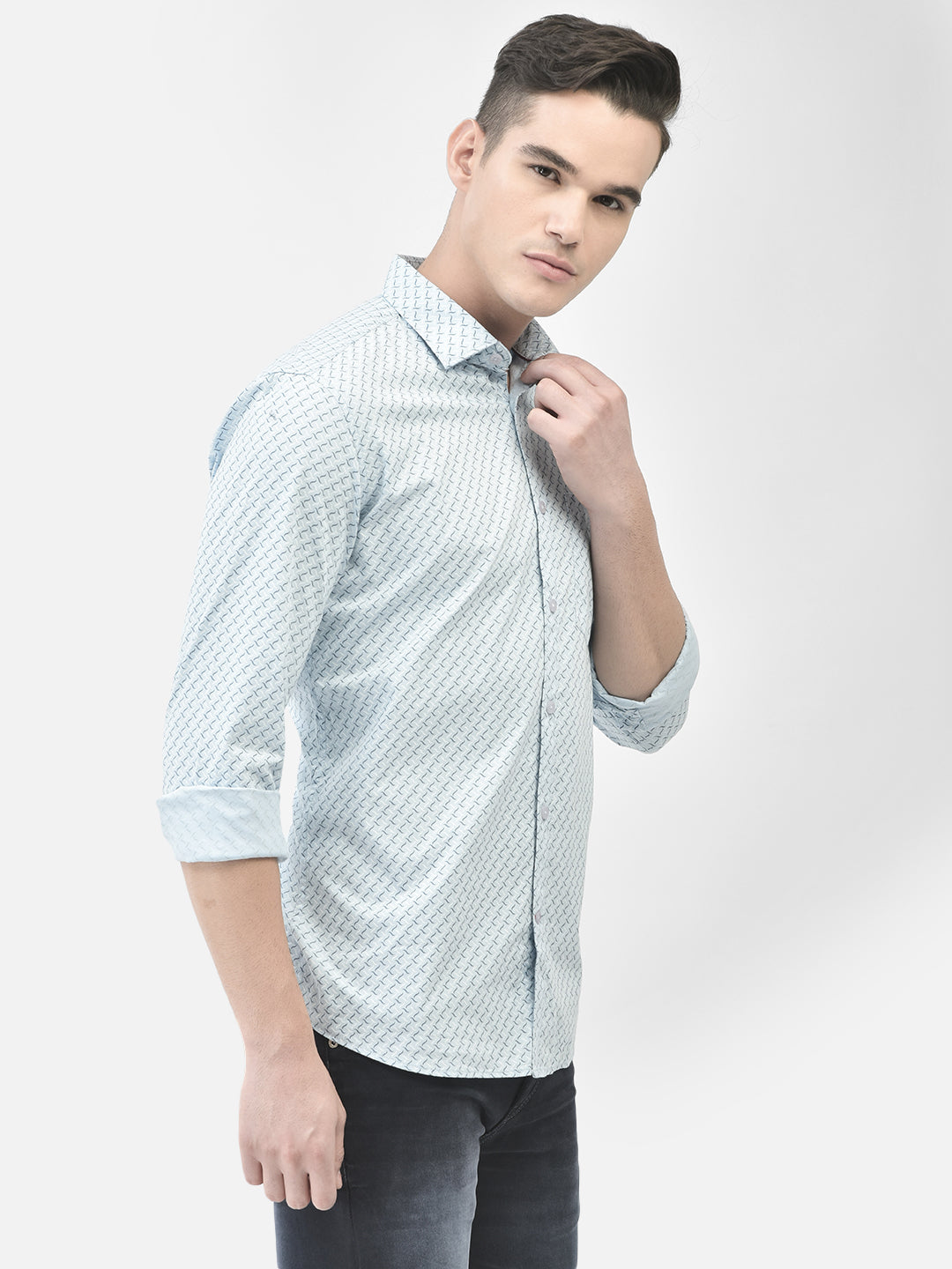 Blue Printed Shirt-Men Shirts-Crimsoune Club