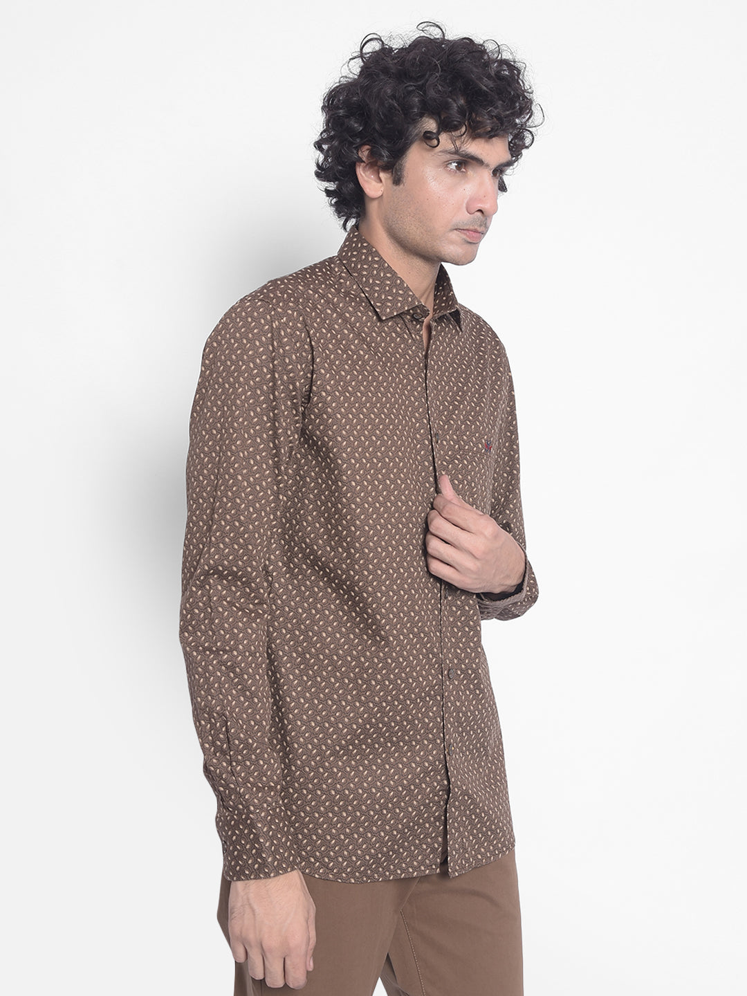 Brown Printed Shirt-Men Shirts-Crimsoune Club