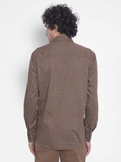 Brown Printed Shirt-Men Shirts-Crimsoune Club