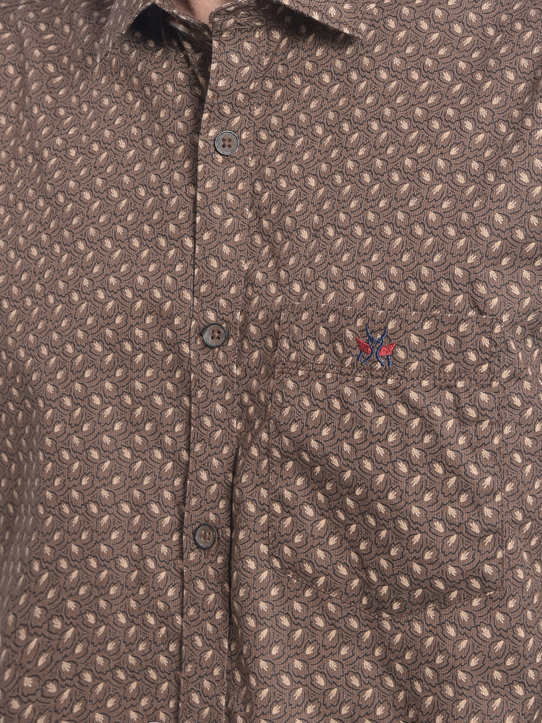 Brown Printed Shirt-Men Shirts-Crimsoune Club