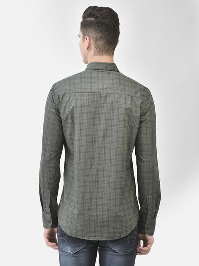 Green Checked Shirt-Men Shirts-Crimsoune Club