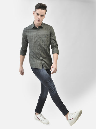 Green Checked Shirt-Men Shirts-Crimsoune Club