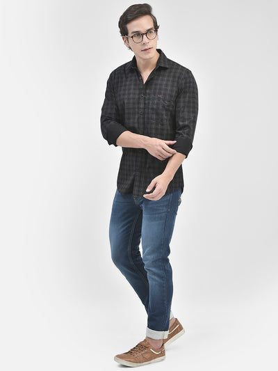 Black Checked Shirt-Men Shirts-Crimsoune Club