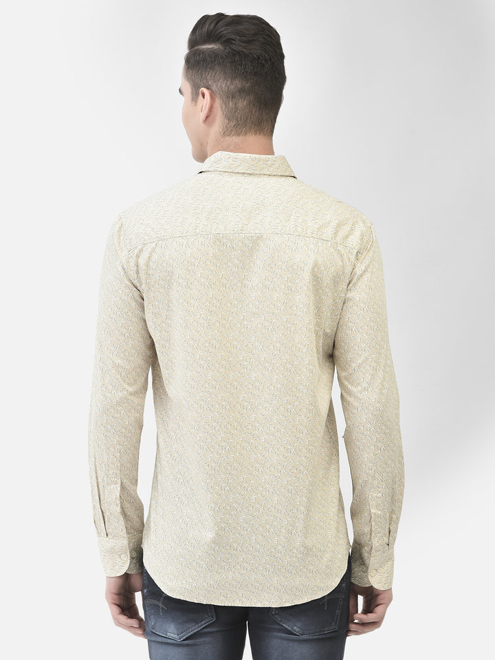 Beige Color Printed Shirt-Men Shirts-Crimsoune Club