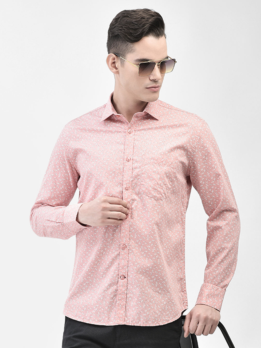 Pink Printed Shirt-Men Shirts-Crimsoune Club