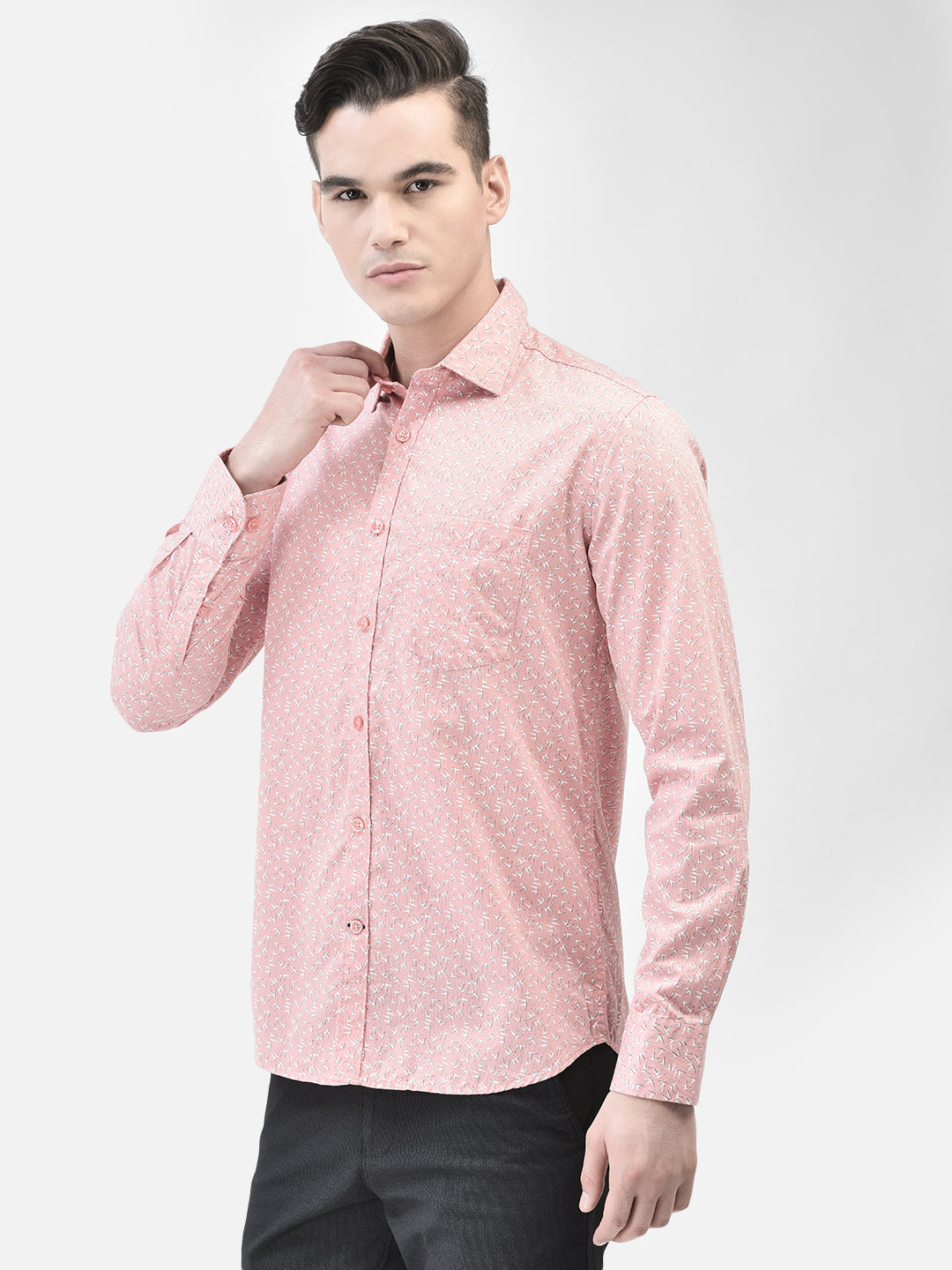 Pink Printed Shirt-Men Shirts-Crimsoune Club