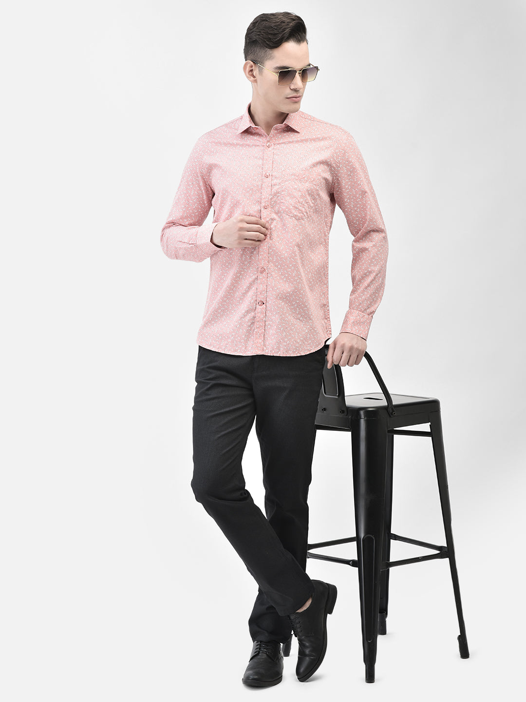 Pink Printed Shirt-Men Shirts-Crimsoune Club