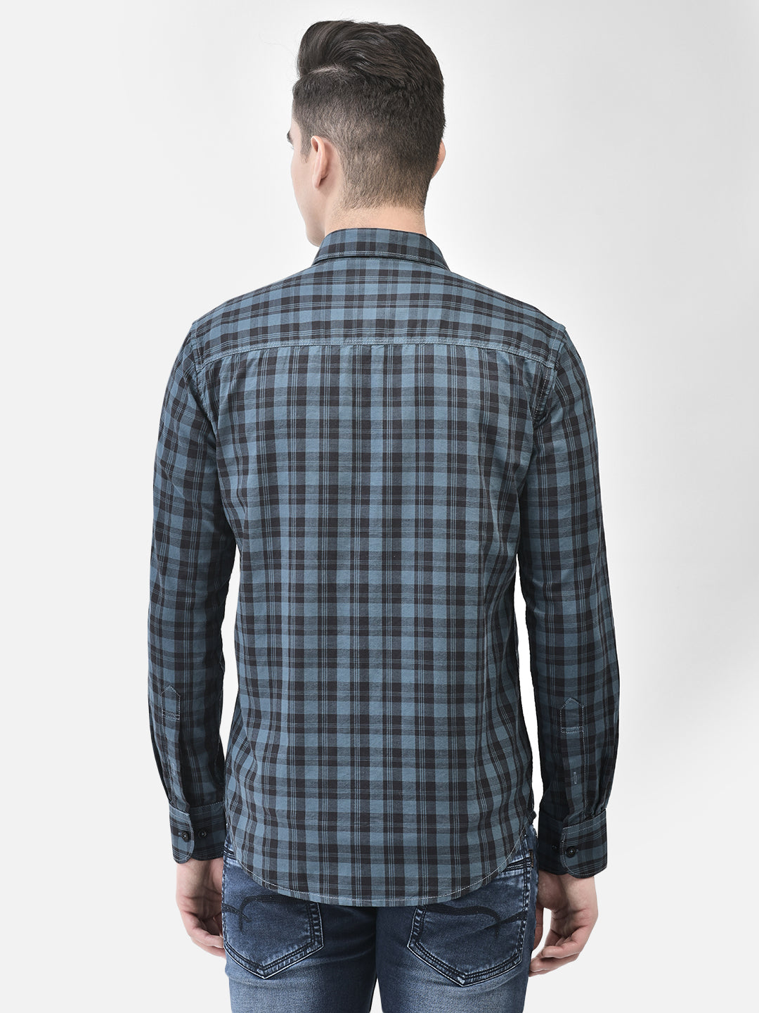 Blue Checked Shirt-Men Shirts-Crimsoune Club