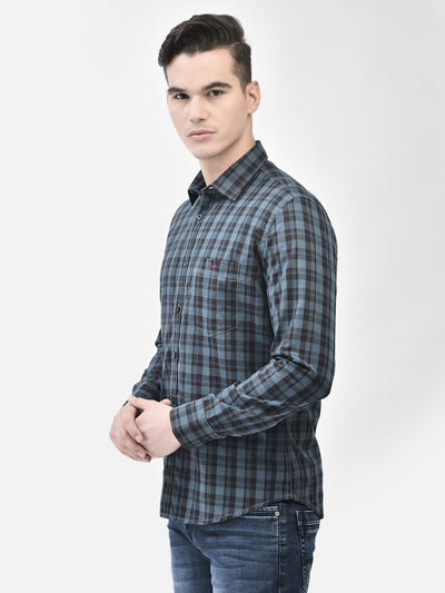 Blue Checked Shirt-Men Shirts-Crimsoune Club