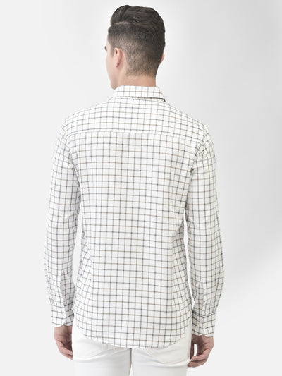 Off White Checked Shirt-Men Shirts-Crimsoune Club