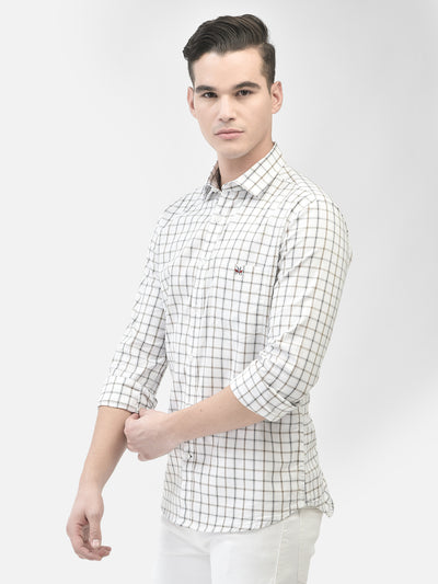 Off White Checked Shirt-Men Shirts-Crimsoune Club