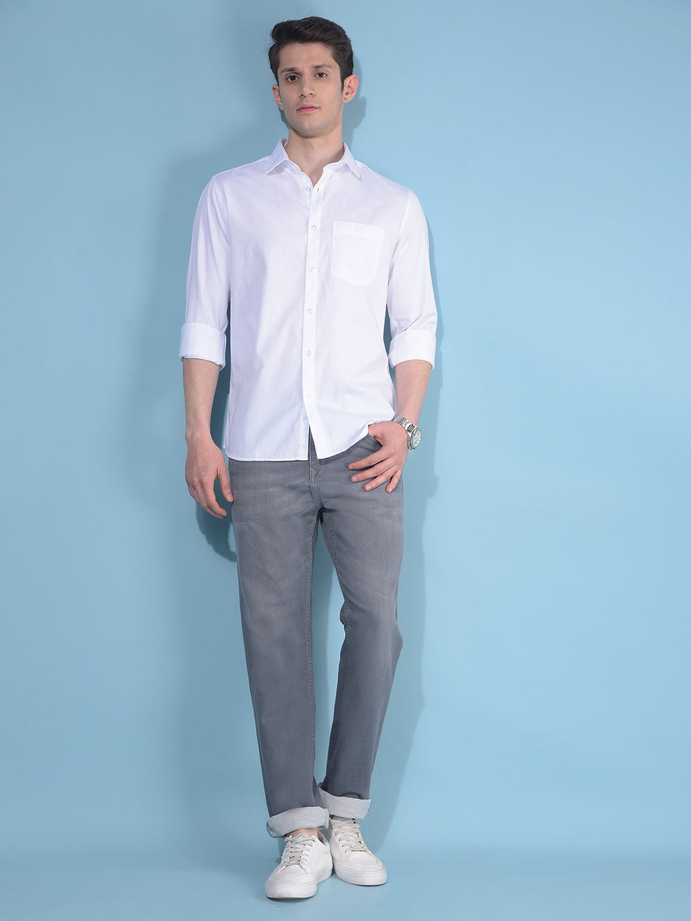 White 100% Cotton Shirt-Men Shirts-Crimsoune Club