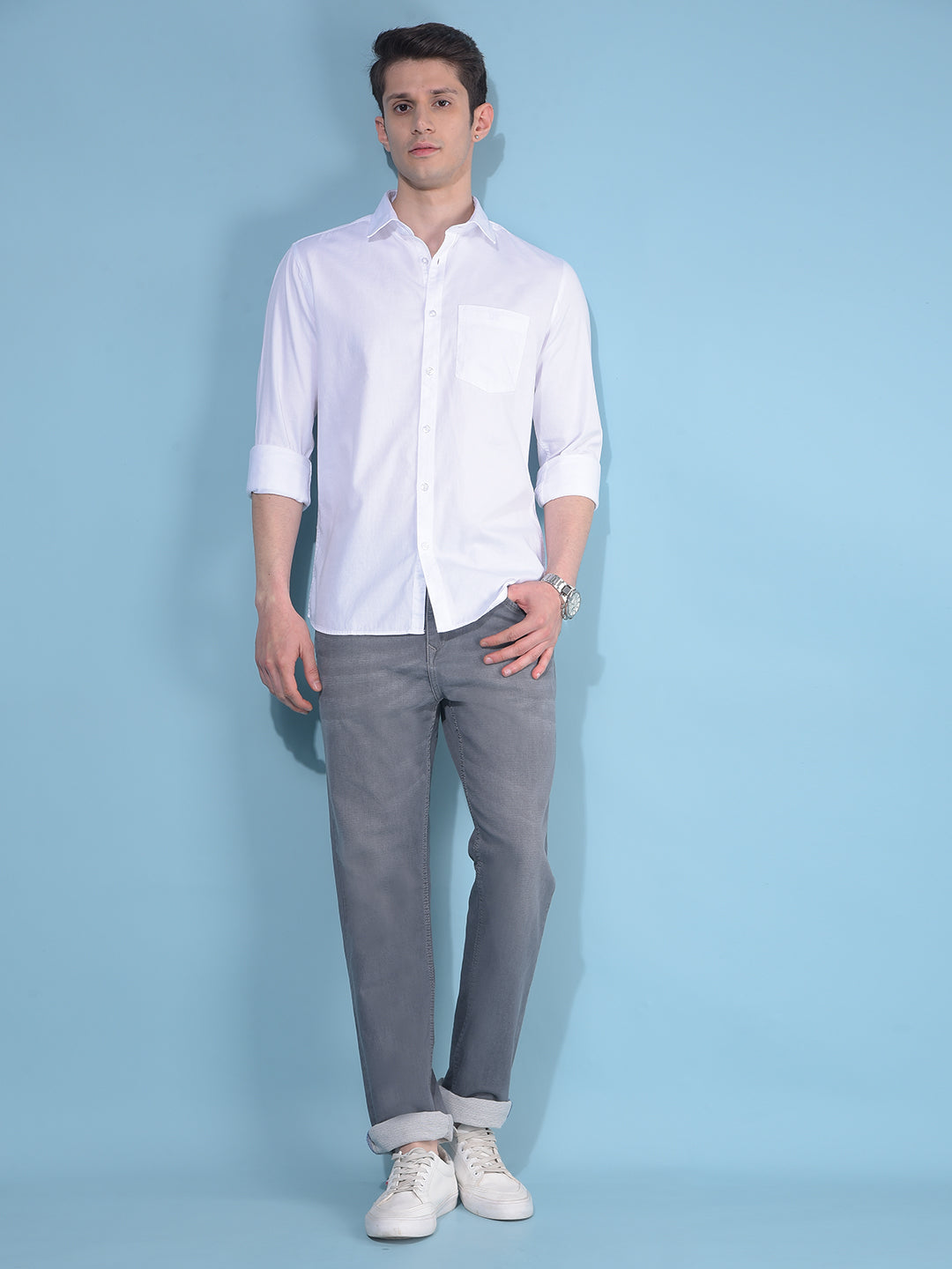 White 100% Cotton Shirt-Men Shirts-Crimsoune Club