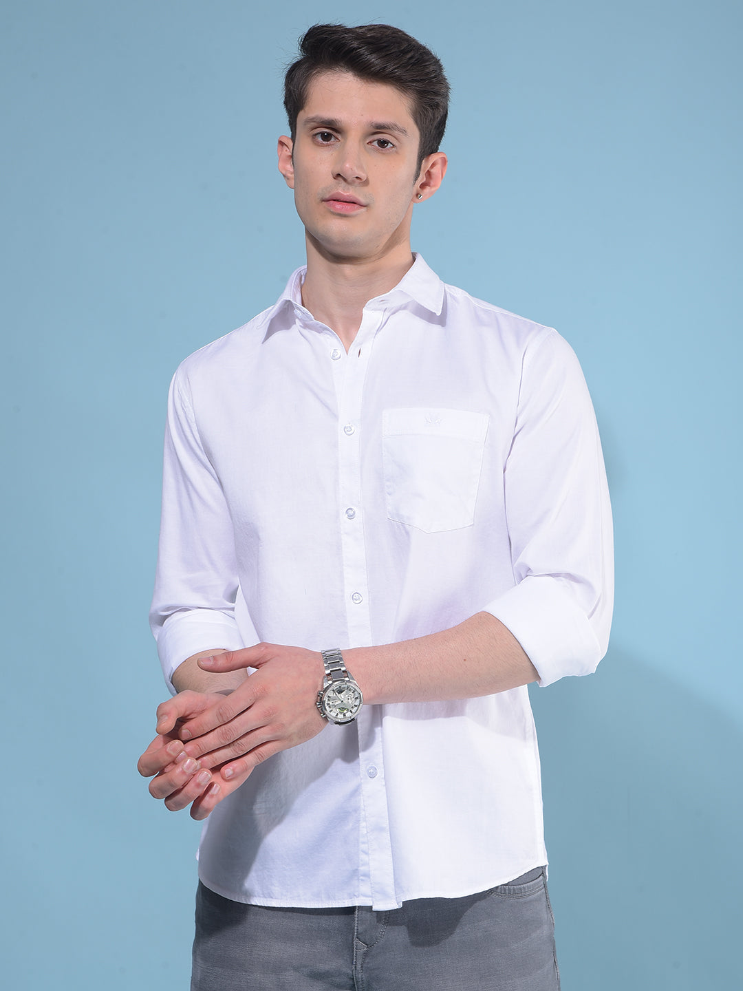 White 100% Cotton Shirt-Men Shirts-Crimsoune Club