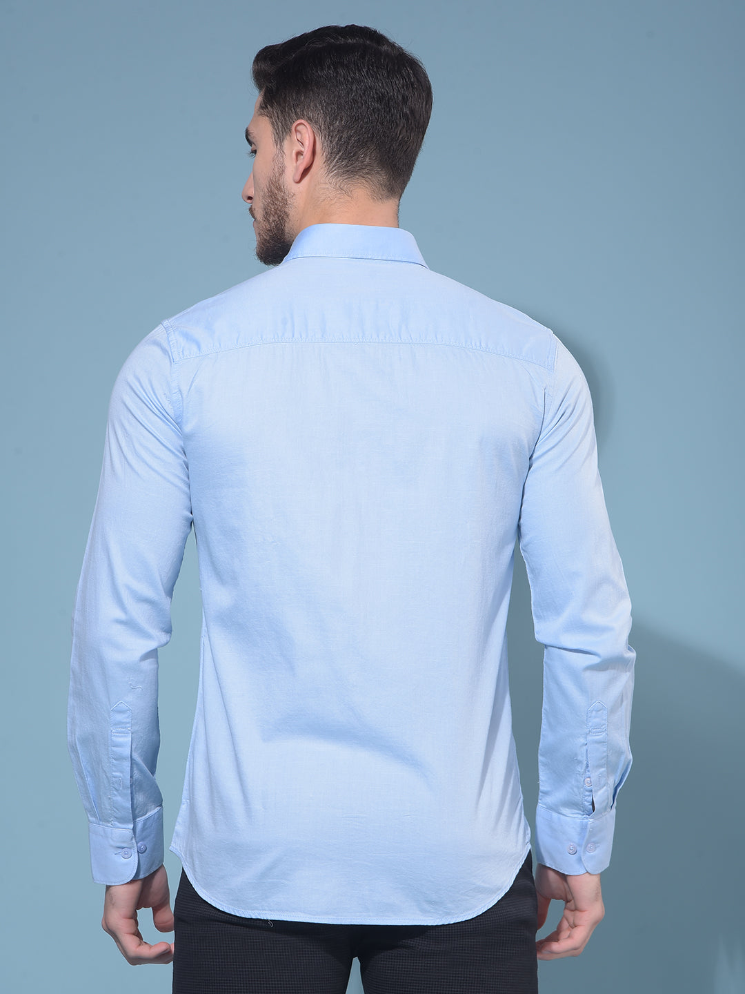 Blue 100% Cotton Shirt-Men Shirts-Crimsoune Club