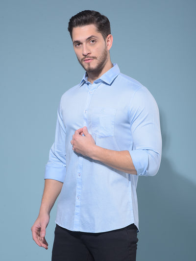 Blue 100% Cotton Shirt-Men Shirts-Crimsoune Club