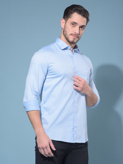 Blue 100% Cotton Shirt-Men Shirts-Crimsoune Club