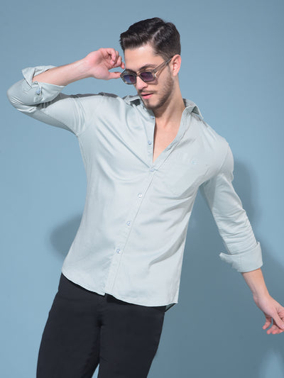 Green 100% Cotton Shirt-Men Shirts-Crimsoune Club