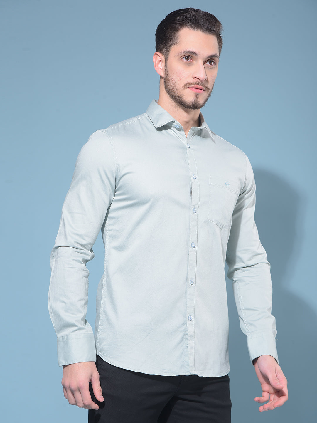 Green 100% Cotton Shirt-Men Shirts-Crimsoune Club