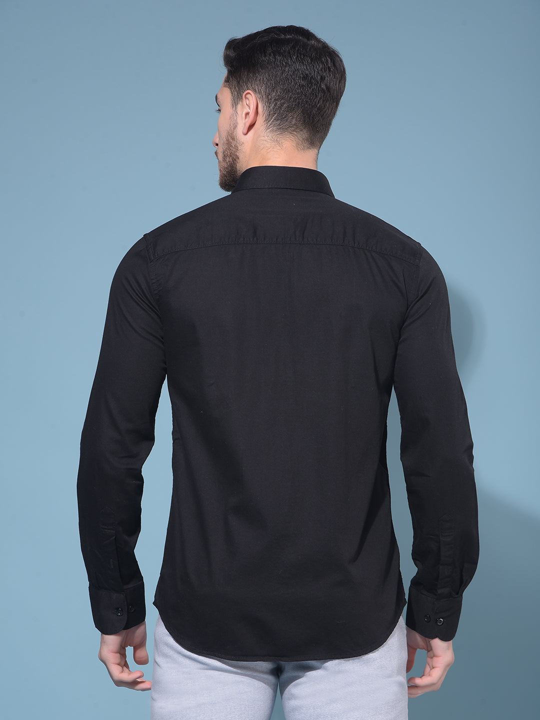 Black 100% Cotton Shirt-Men Shirts-Crimsoune Club