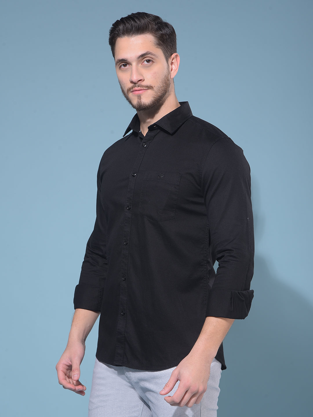 Black 100% Cotton Shirt-Men Shirts-Crimsoune Club