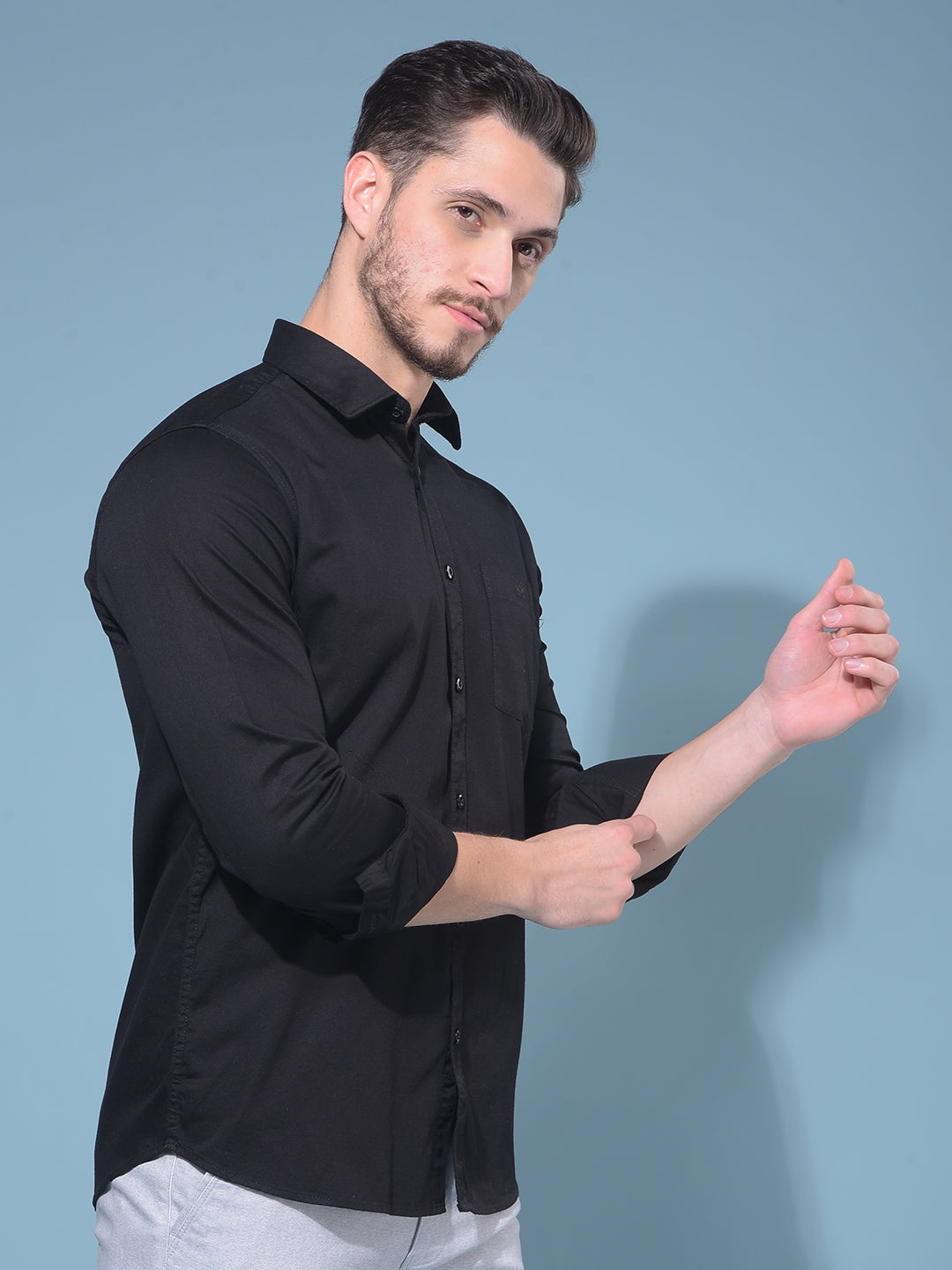 Black 100% Cotton Shirt-Men Shirts-Crimsoune Club