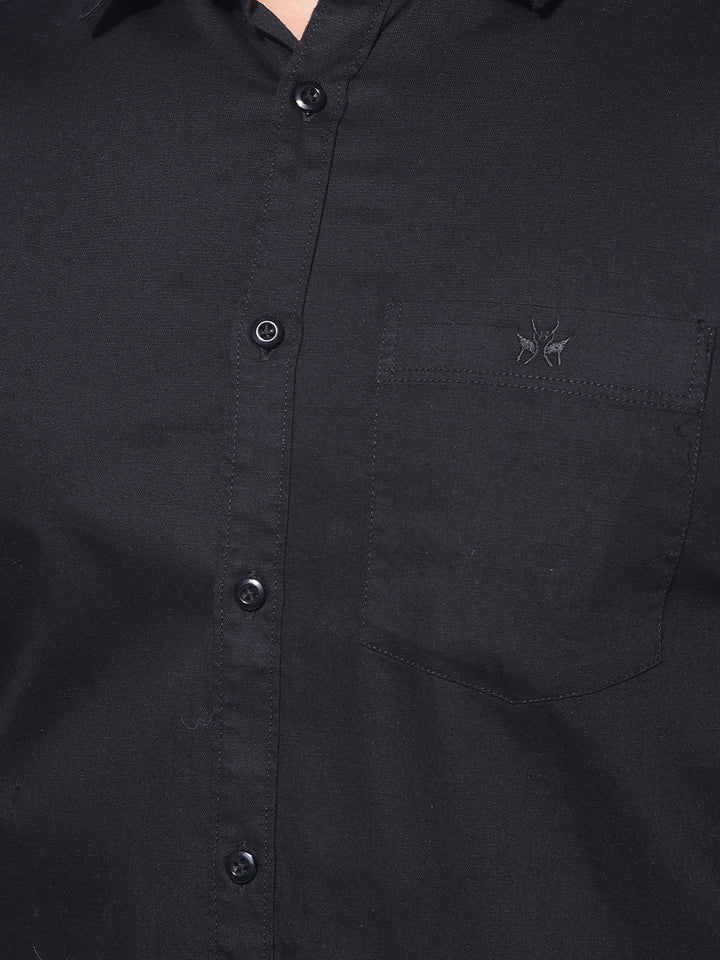 Black 100% Cotton Shirt-Men Shirts-Crimsoune Club