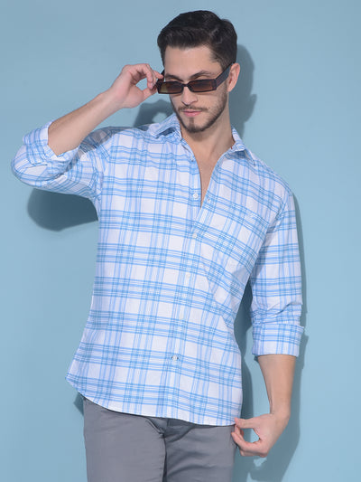 White Tartan Check 100% Cotton Shirt-Men Shirts-Crimsoune Club