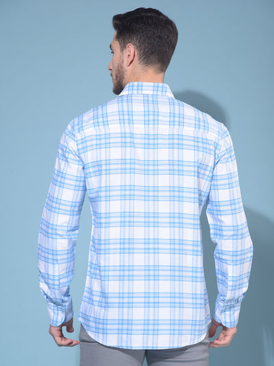 White Tartan Check 100% Cotton Shirt-Men Shirts-Crimsoune Club