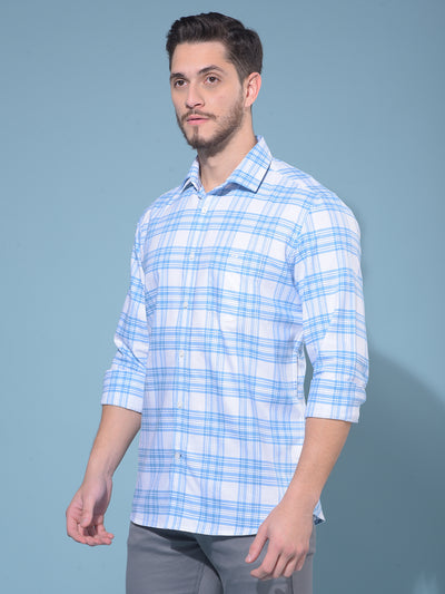 White Tartan Check 100% Cotton Shirt-Men Shirts-Crimsoune Club