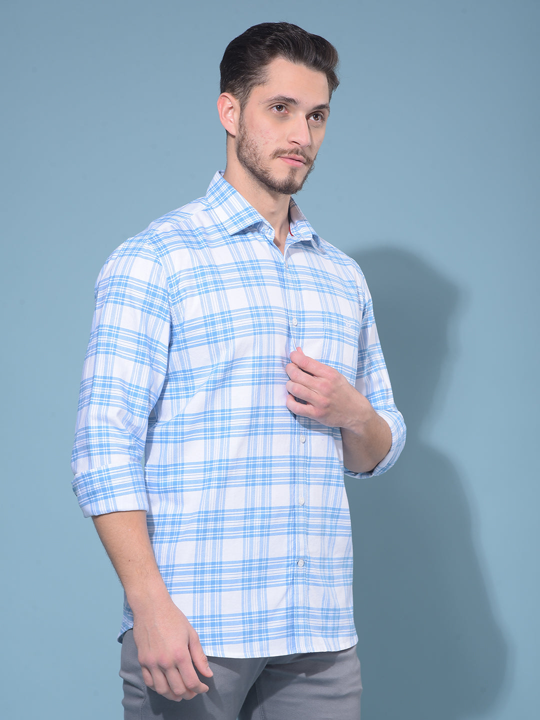 White Tartan Check 100% Cotton Shirt-Men Shirts-Crimsoune Club