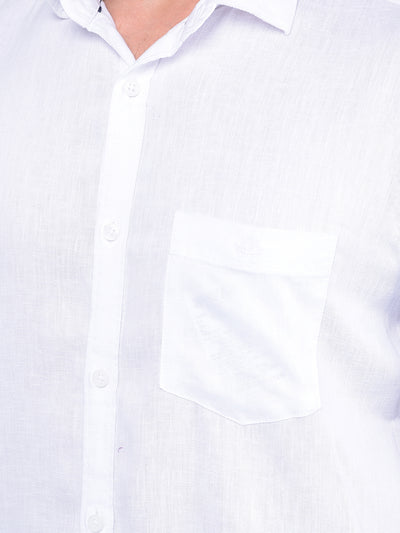White Linen Shirt-Men Shirts-Crimsoune Club