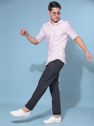 Pink 80% Lyocell 20% Linen Shirt-Men Shirts-Crimsoune Club