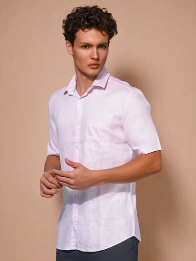 Pink Linen Shirt-Men Shirts-Crimsoune Club