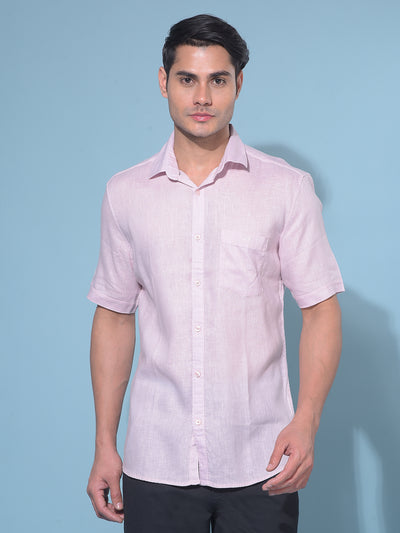 Pink 80% Lyocell 20% Linen Shirt-Men Shirts-Crimsoune Club