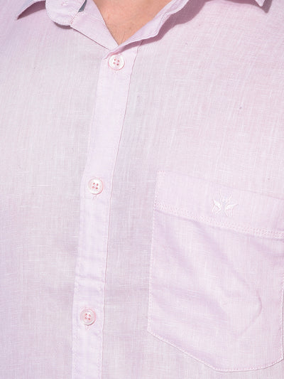 Pink 80% Lyocell 20% Linen Shirt-Men Shirts-Crimsoune Club