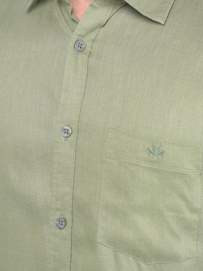 Green 80% Lyocell 20% Linen Shirt-Men Shirts-Crimsoune Club