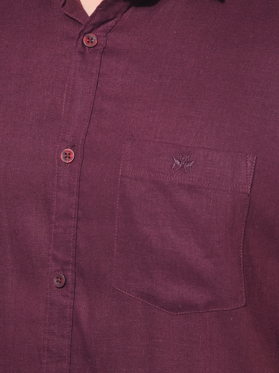 Wine 80% Lyocell 20% Linen Shirt-Men Shirts-Crimsoune Club