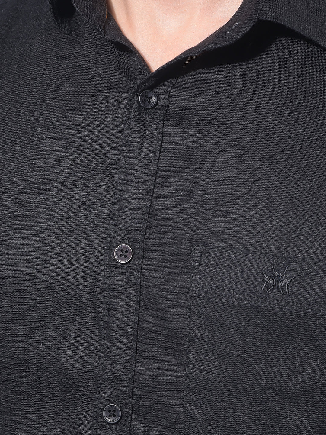 Black 80% Lyocell 20% Linen Shirt-Men Shirts-Crimsoune Club