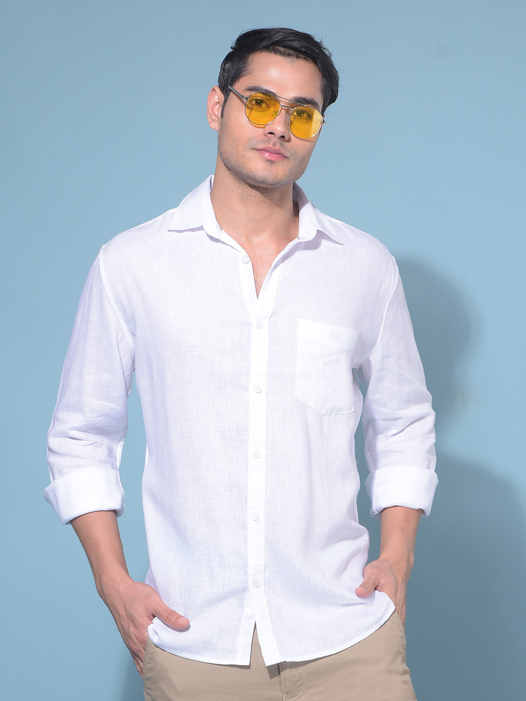 White 100% Cotton Shirt-Men Shirts-Crimsoune Club