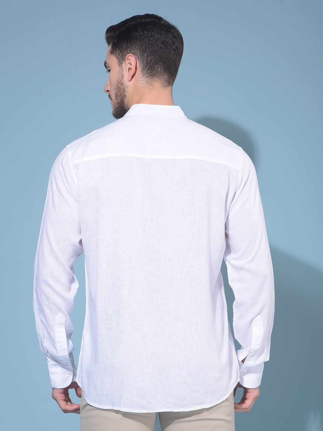 White 80% Lyocell 20% Linen Shirt-Men Shirts-Crimsoune Club