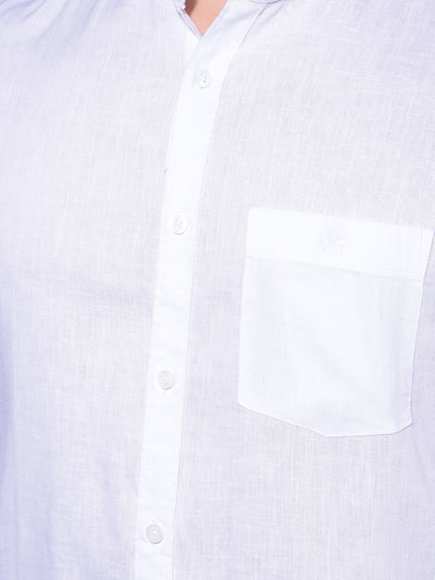 White 80% Lyocell 20% Linen Shirt-Men Shirts-Crimsoune Club