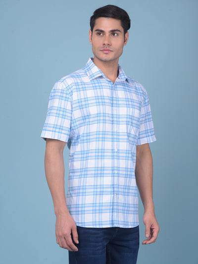 White Tartan Check 100% Cotton Shirt-Men Shirts-Crimsoune Club