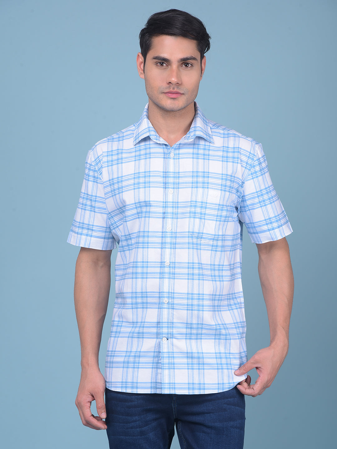 White Tartan Check 100% Cotton Shirt-Men Shirts-Crimsoune Club