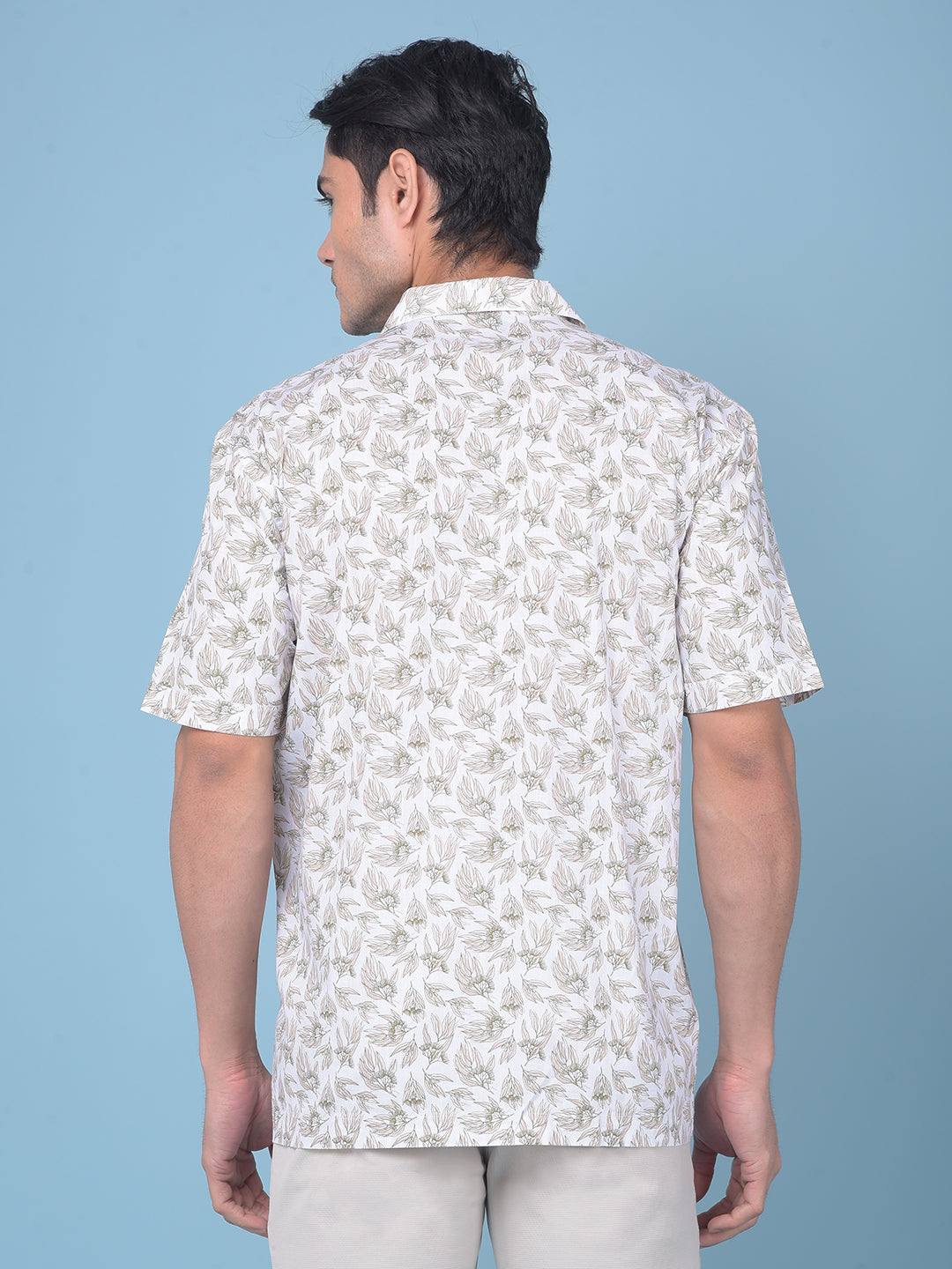 White Floral Print 100% Cotton Resort Shirt-Men Shirts-Crimsoune Club